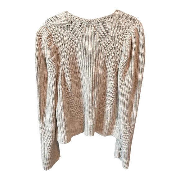 Universal Thread Tan puffed sleeves V-Neck Sweater Ribbed Knit Sz L - Picture 3 of 5